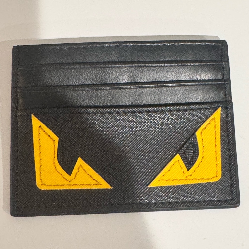 Fendi black and yellow card holder